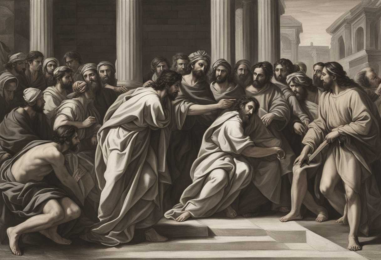 Tense-confrontation-Jesus-surrounded-by-Judas-crowd-priests-scribes-elders-and-a-servant_hgmo