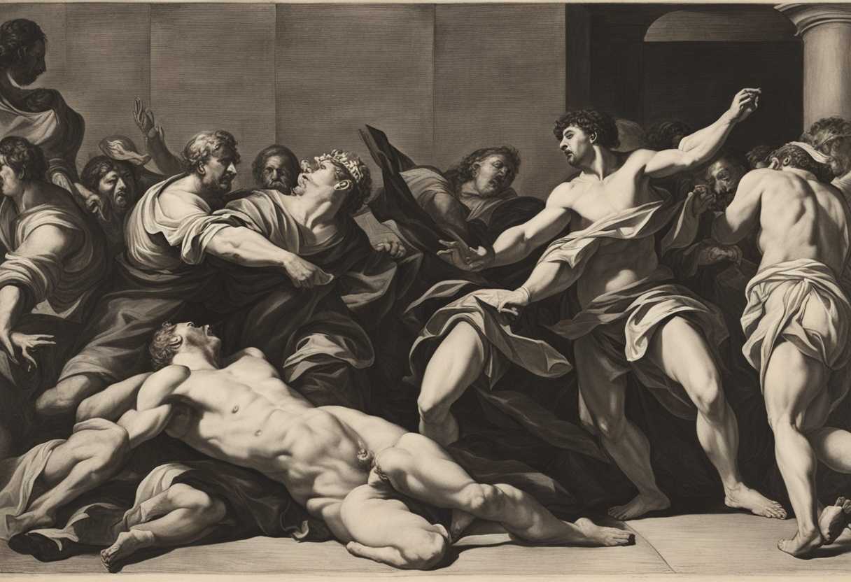 A-man-surrounded-by-aggressors-face-obscured-struck-and-mocked-forced-to-prophesy_rhmp