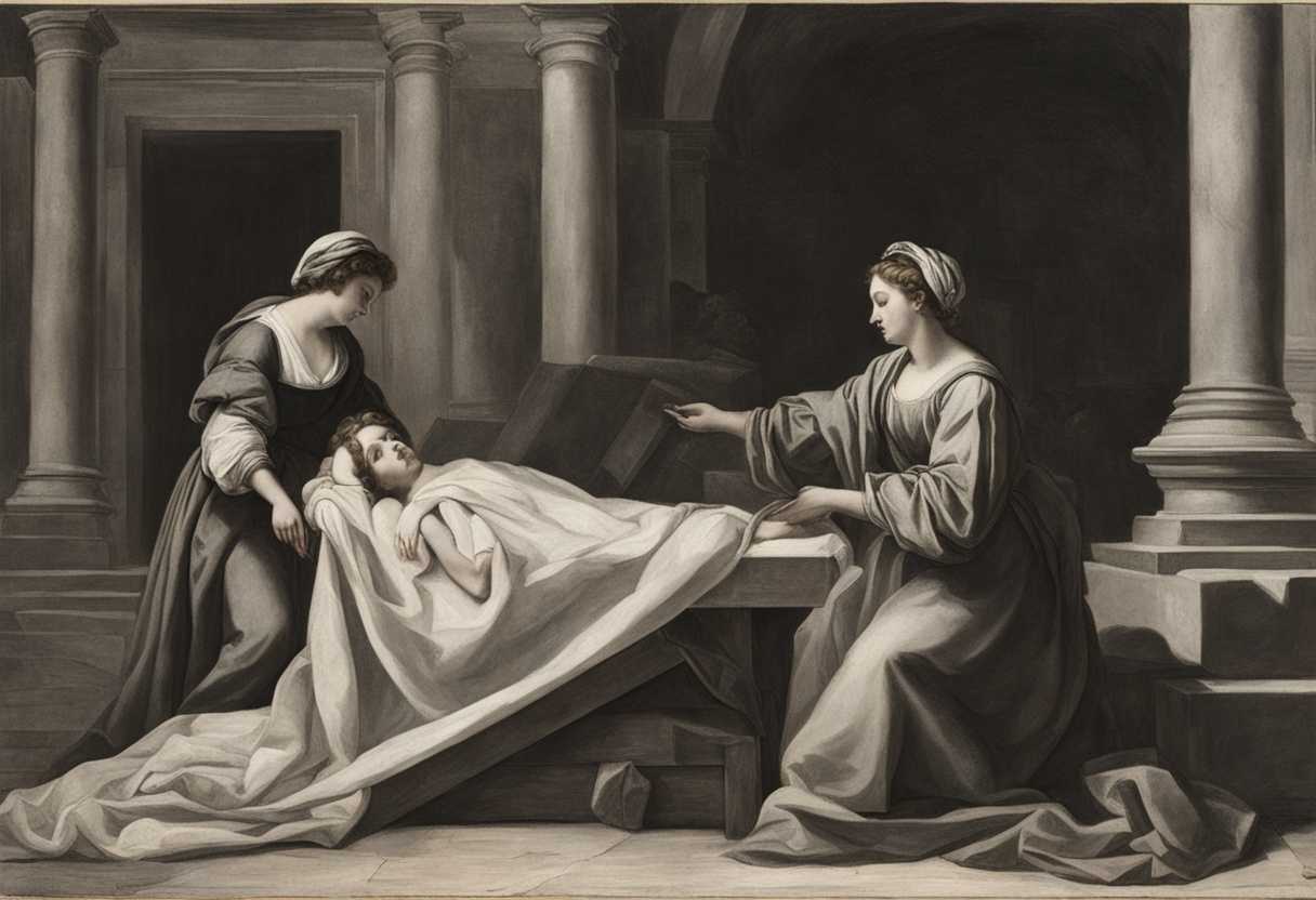 Two-women-watch-as-Joseph-wraps-a-body-in-linen-sealing-tomb-with-heavy-stone_vpit