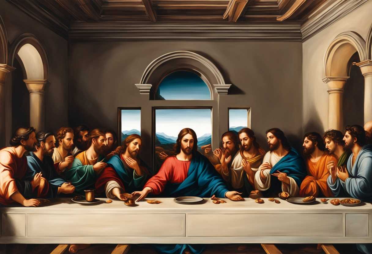 Intimate-Last-Supper-scene-with-Jesus-and-eleven-disciples-evoking-surprise-contemplation-authori_dszo