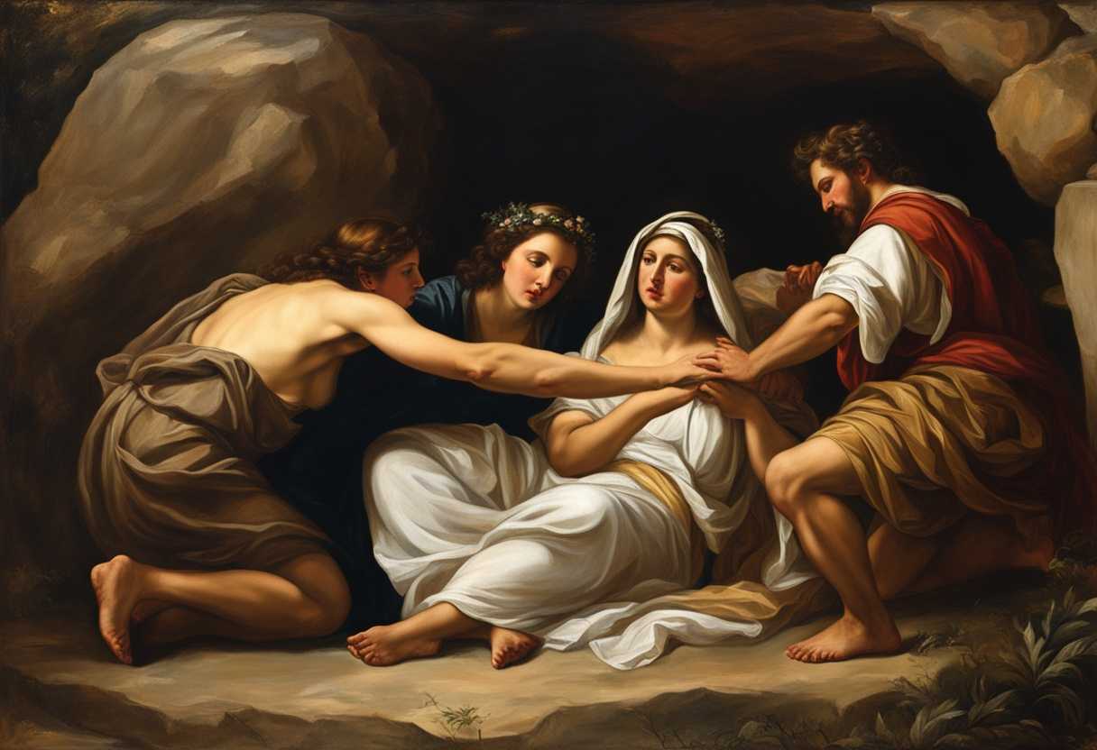 Women-and-man-find-empty-tomb-shocked-faces-turn-to-peaceful-awe_txzz