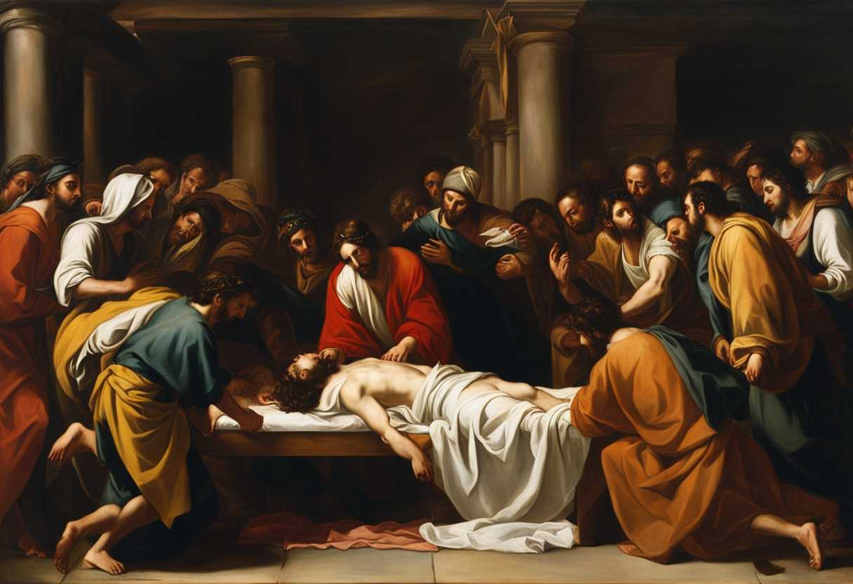 Jesus-heals-a-paralytic-lowered-through-a-crowded-room's-roof-showing-compassion-amidst-scribes'-do_epxr