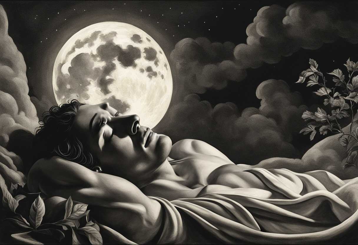 Man-sleeps-peacefully-under-moonlight-as-a-seed-grows-beside-him-embodying-nature's-timeless-harmon_kquj