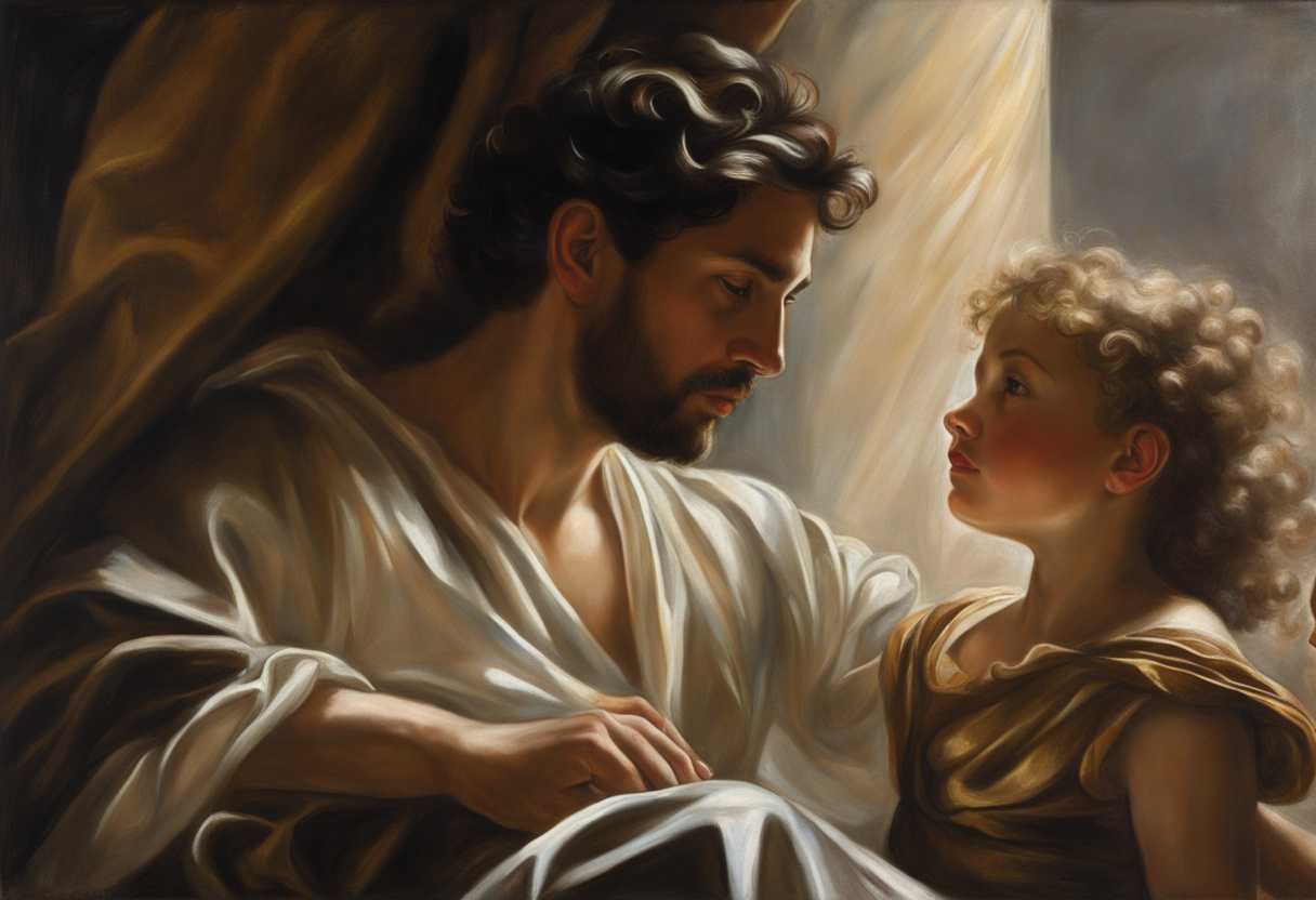 A-little-girl-gazes-at-a-man-bathed-in-soft-light-anticipating-a-miracle_fmfh