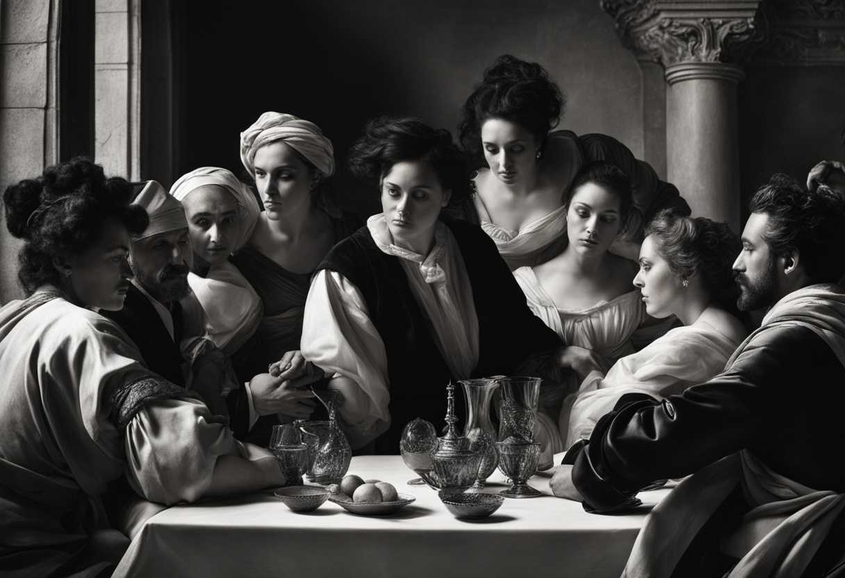 Intense-discussion-among-diverse-group-passionate-expressions-timeless-black-and-white-scene_bkki