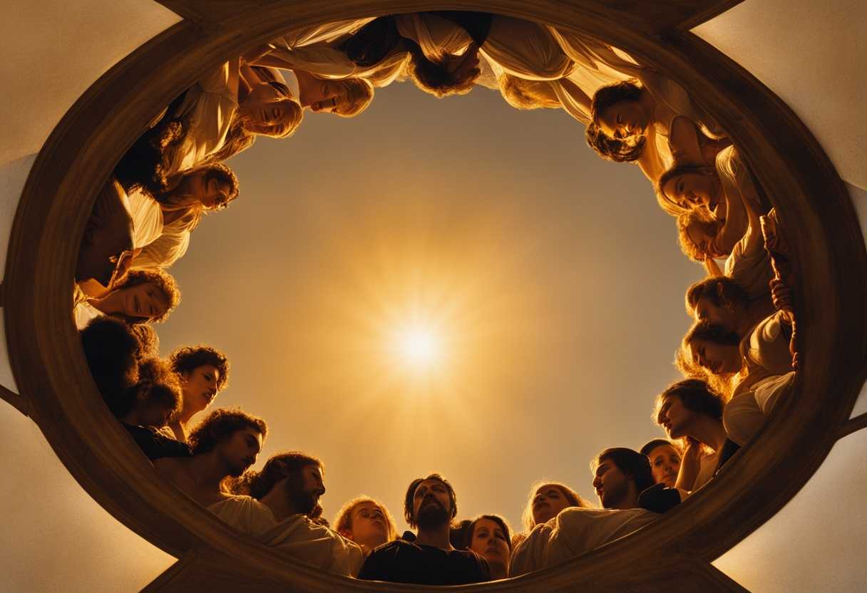 People-in-a-semi-circle-faces-glowing-in-sunset-united-and-purposeful-bathed-in-golden-light_lsin