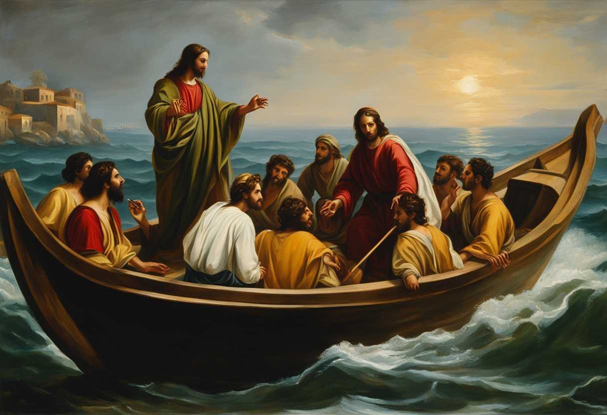 Jesus-teaches-parables-from-a-boat-to-a-crowd-of-curious-disciples-by-the-sea_akej