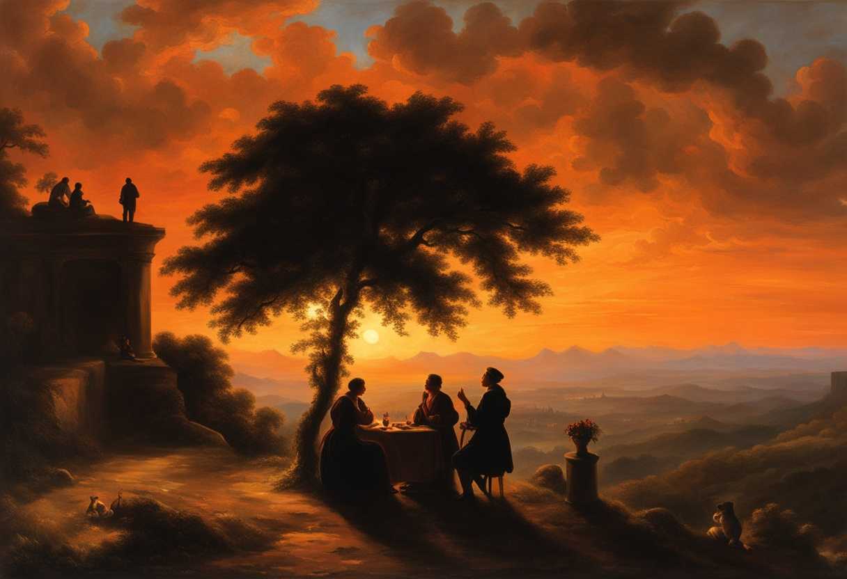 People-silhouetted-against-a-fiery-sunset-engaged-in-conversation-on-a-peaceful-hilltop_cckm