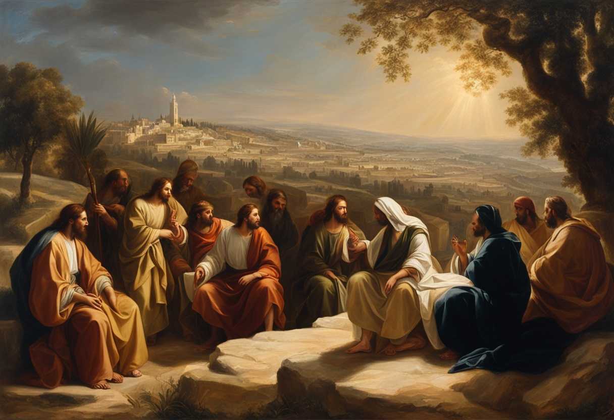 Jesus-and-disciples-on-Mount-of-Olives-overlooking-Jerusalem-bathed-in-warm-sunlight_qblv