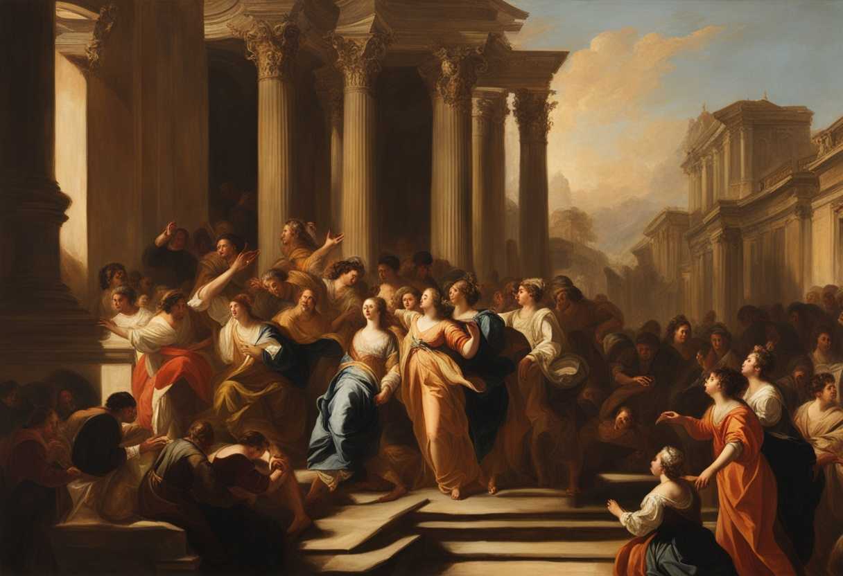 Diverse-crowd-eagerly-watches-distant-figure-pointing-bathed-in-warm-sunlight-united-in-excitement_ckio