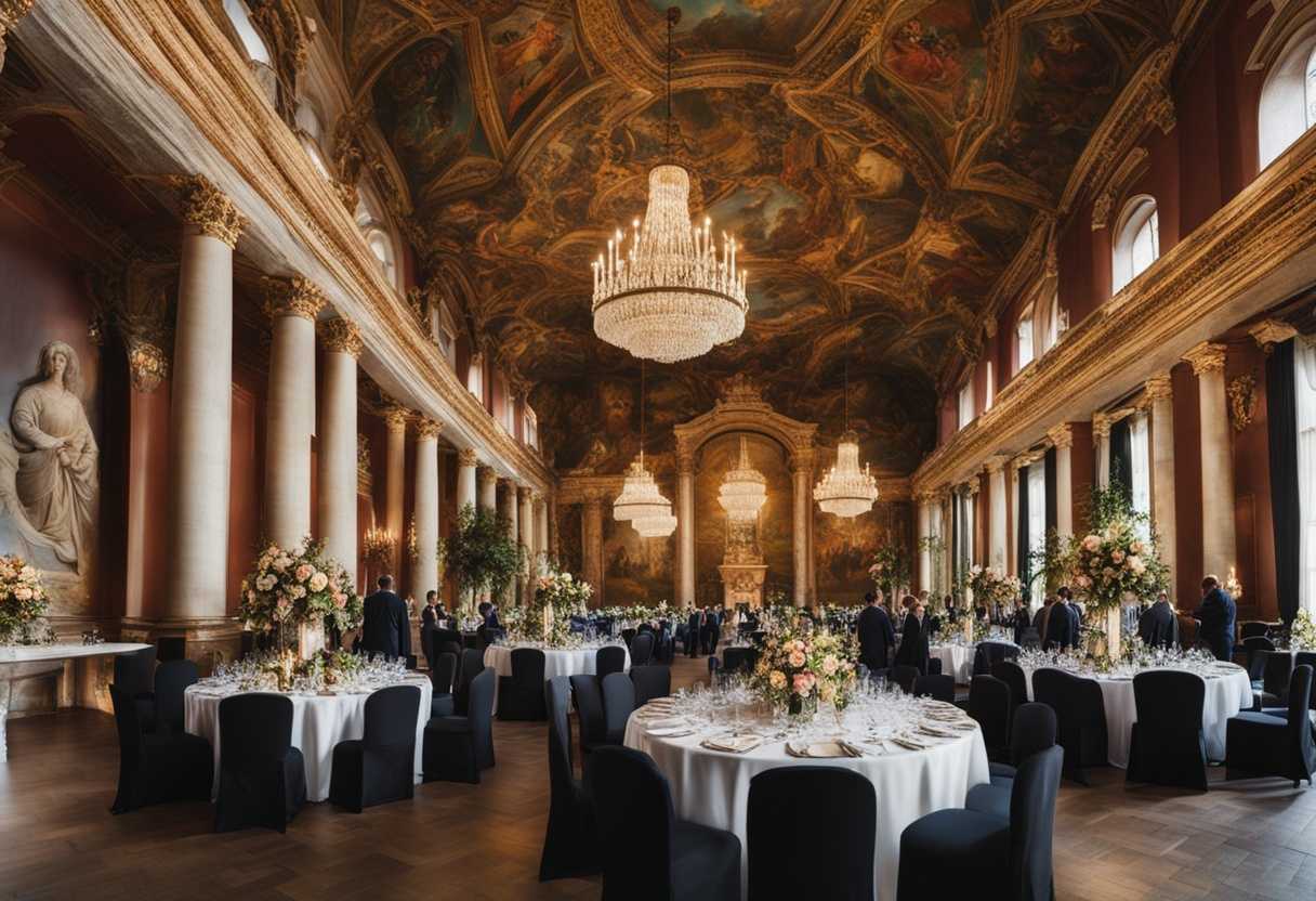 Busy-wedding-hall-scene-diverse-guests-and-staff-bustling-activity-captured-candidly-in-vibrant-d_dkcy