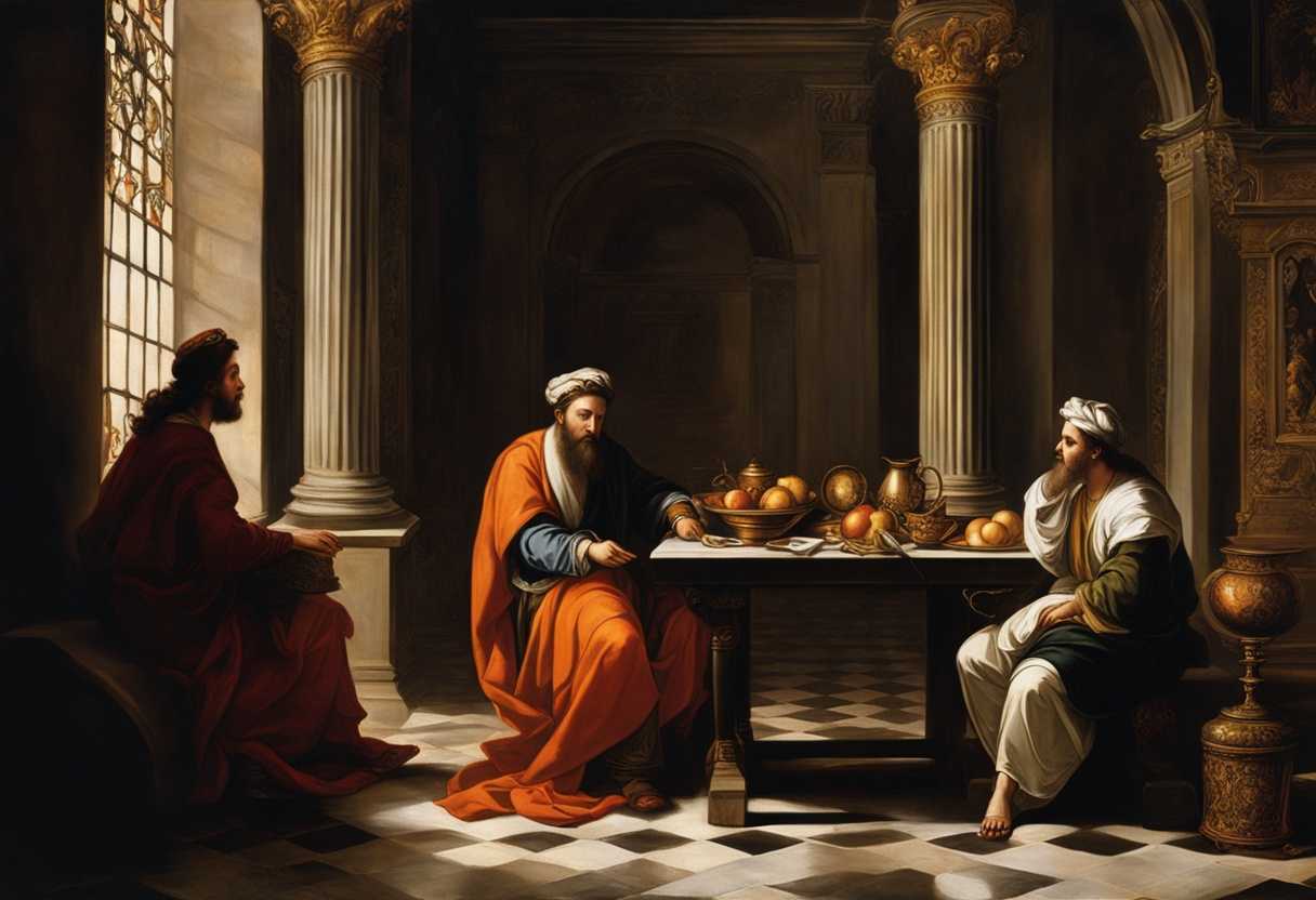 Pharisee-scrutinizes-ornate-tableware-under-dramatic-lighting-symbolizing-tension-between-purity-an_upum