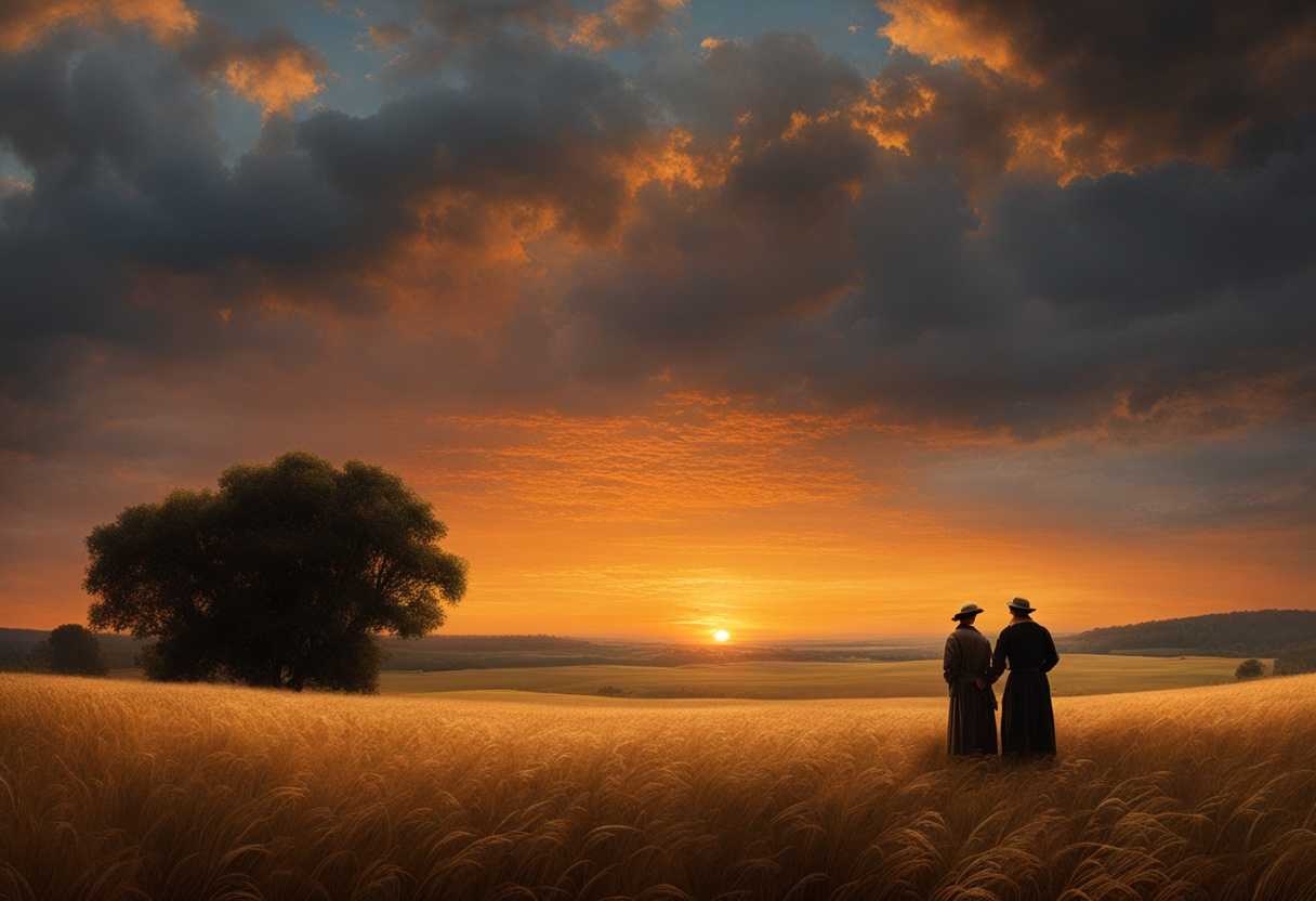 Two-men-in-a-vast-field-at-sunset-one-gazing-into-the-distance-the-other-looking-up-at-the-sky_reil