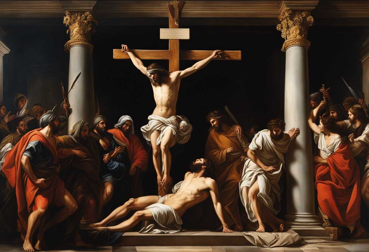 Dramatic-crucifixion-scene-Jesus-robbers-centurion-bystanders-awe-inspiring-solemnity-earth-s_rejh