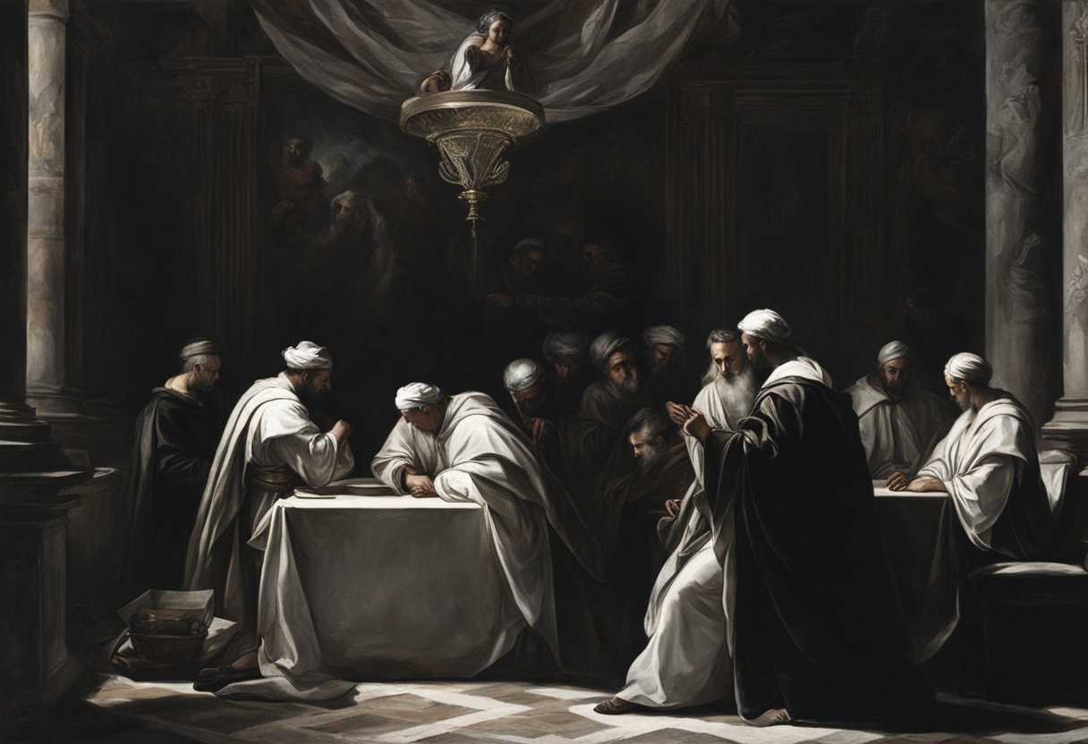 Chief-priests-gather-in-shadowy-room-clutching-silver-torn-by-moral-conflict-and-intensity_zbqm