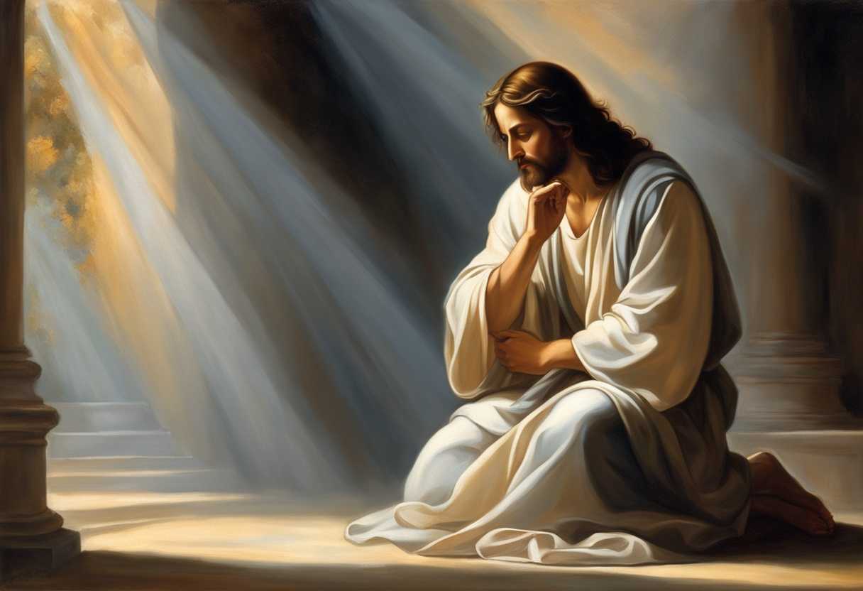 Jesus-kneeling-in-prayer-bathed-in-ethereal-light-as-a-heavenly-voice-speaks_ljgj