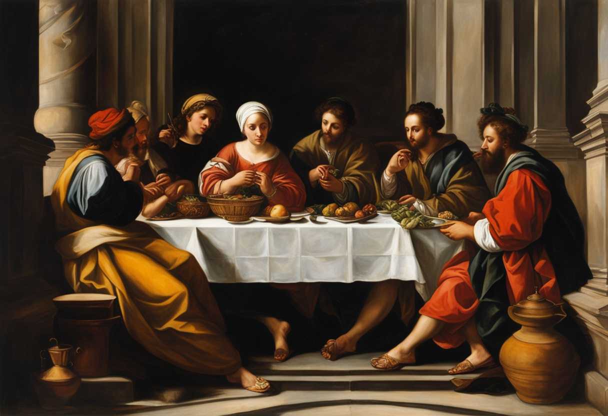 People-fasting-peacefully-while-others-enjoy-treasures-contrasting-expressions-and-actions-spiritu_ysrr