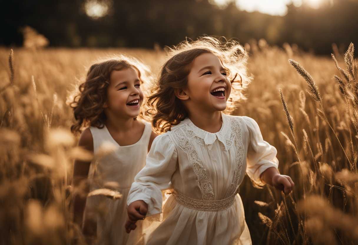 Children-laughing-in-a-sunlit-field-capturing-innocence-and-joy-in-a-candid-photograph_vefy