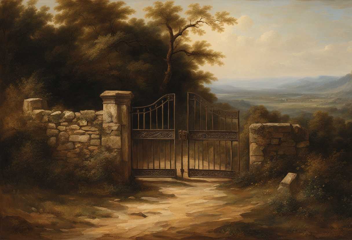 A-weathered-gate-in-rugged-terrain-symbolizing-choice-determination-and-timeless-contemplation_eure