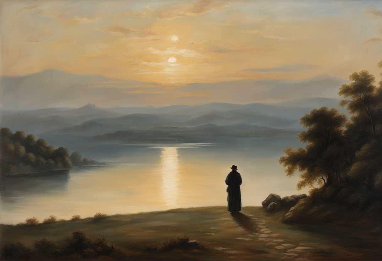 Solitary-figure-stands-in-serene-dawn-light-surrounded-by-peaceful-landscape-lost-in-introspection_tqis