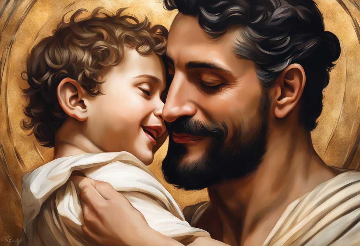 Father-and-son-share-a-tender-moment-smiling-warmly-showing-admiration-and-a-strong-bond_qtto