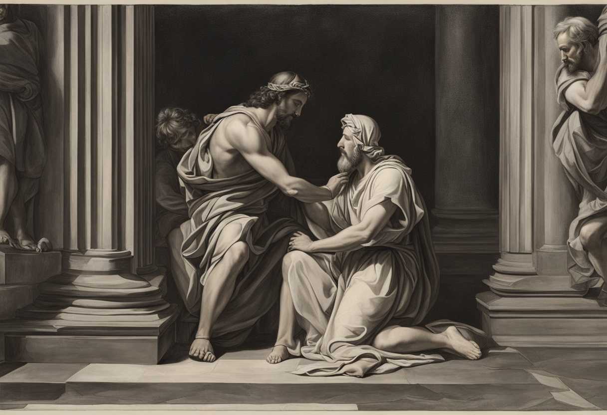 A-humble-centurion-kneels-before-Jesus-displaying-unwavering-faith-and-admiration-in-a-healing-plea_xgiv