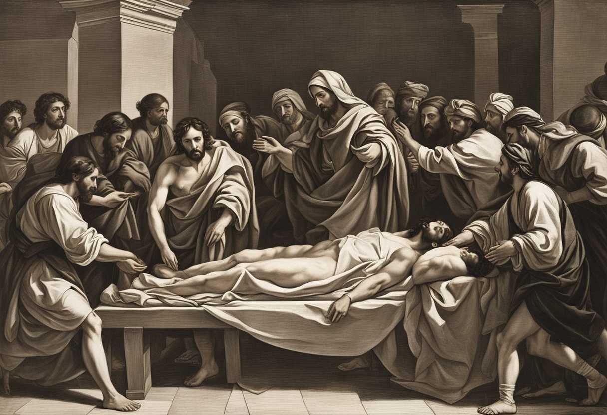 Jesus-heals-a-paralytic-man-on-a-bed-surrounded-by-doubters-showcasing-faith-and-authority_haua