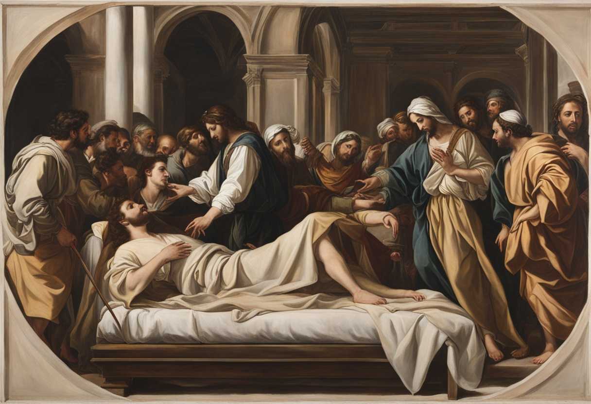 Jesus-tenderly-looks-at-a-paralyzed-man-on-a-bed-surrounded-by-hopeful-onlookers_blrk
