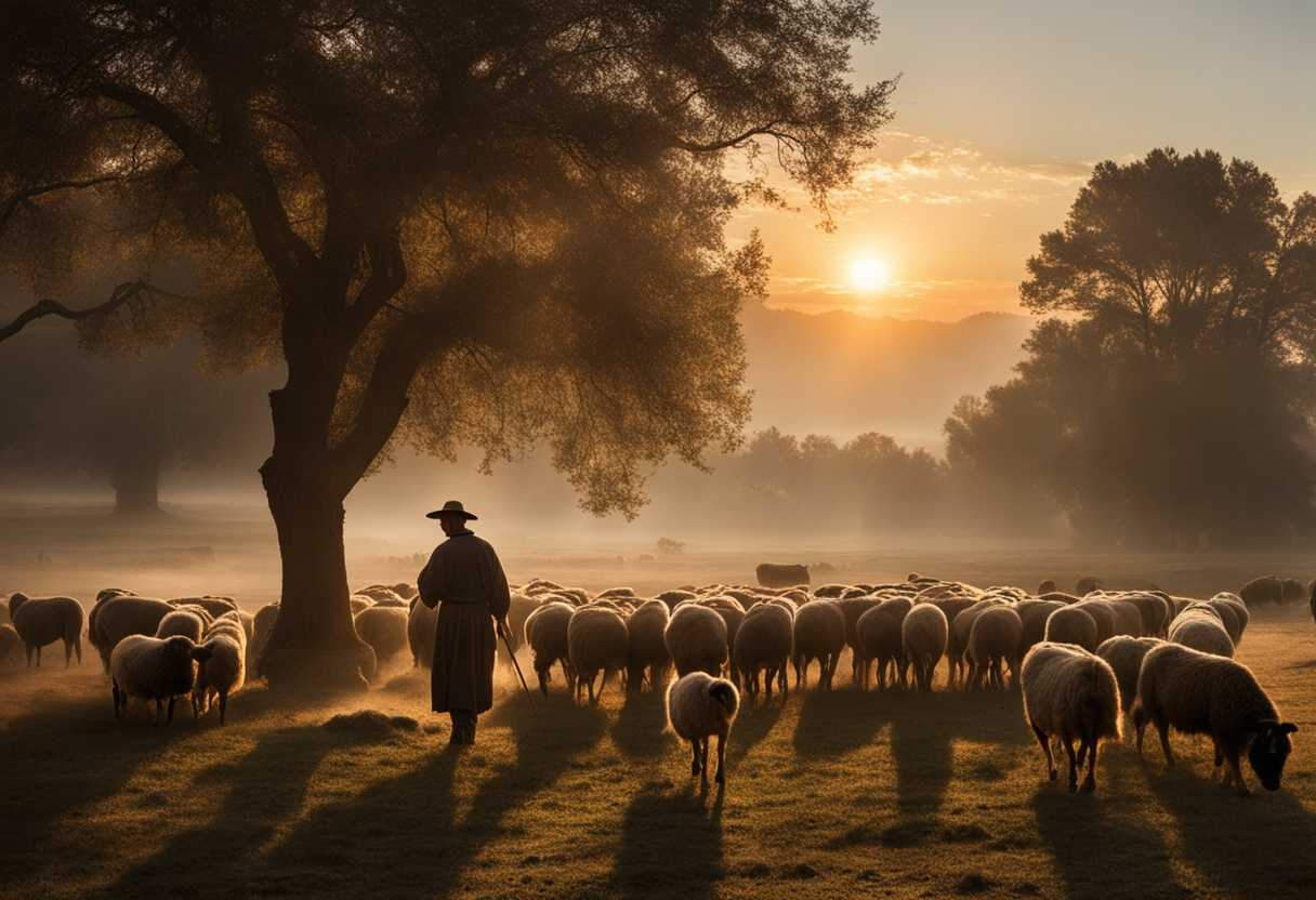 A-shepherd-tends-to-his-flock-at-sunset-embodying-peace-simplicity-and-harmony-in-nature_hyoh