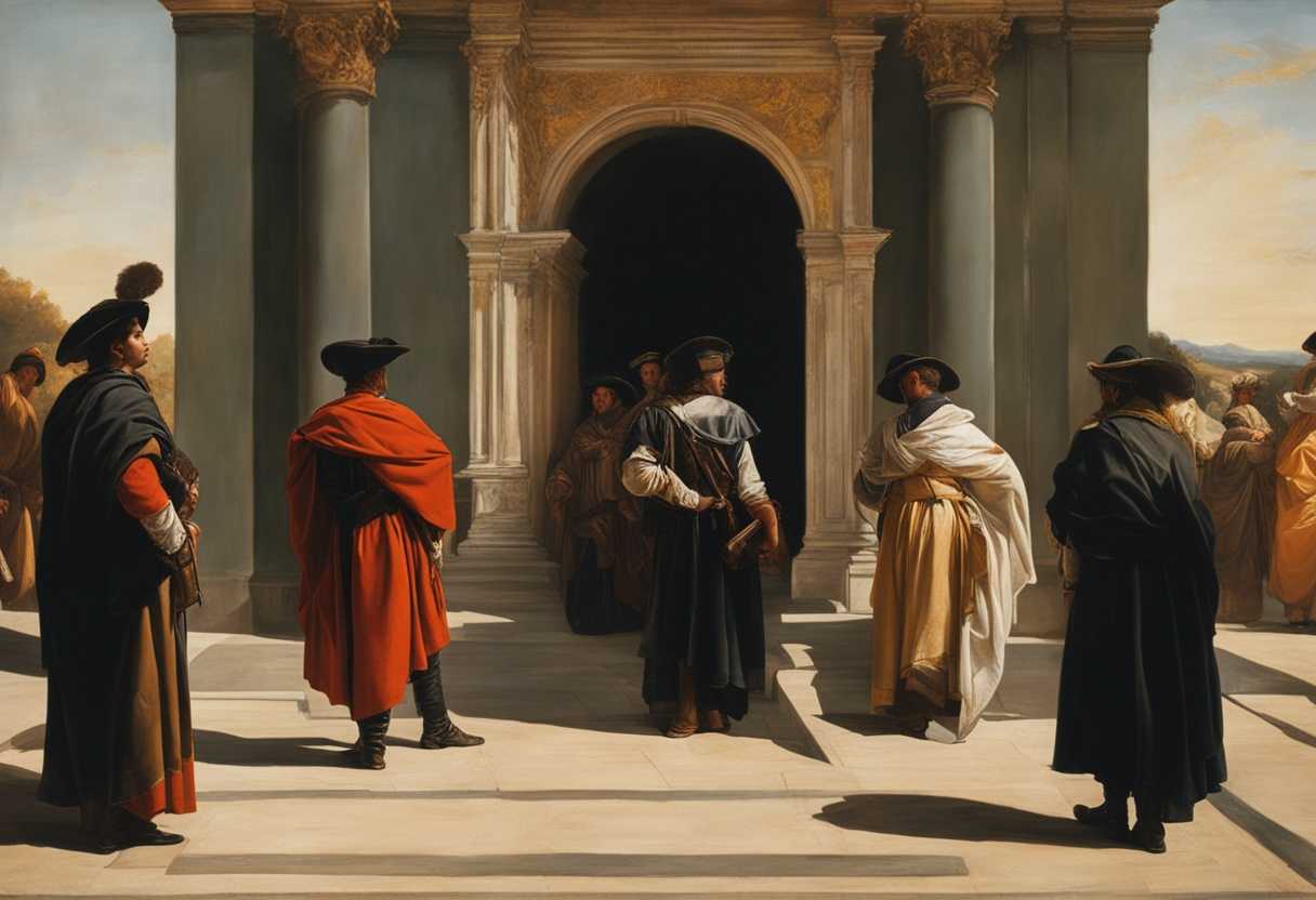 Levites-in-traditional-attire-stand-guard-at-gates-with-unwavering-focus-under-warm-sunlight_mnec