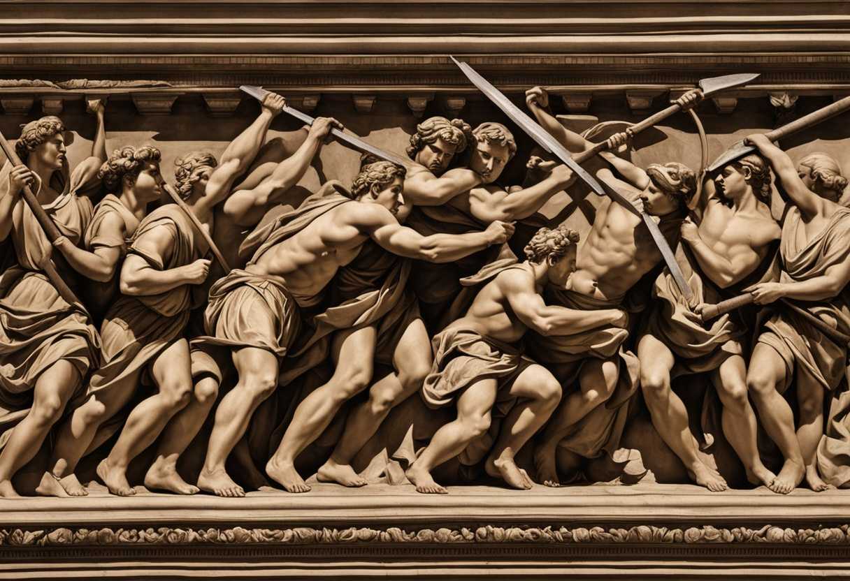 Workers-on-a-wall-carrying-burdens-gripping-weapons-showing-resilience-and-strength-in-labor_ojdi