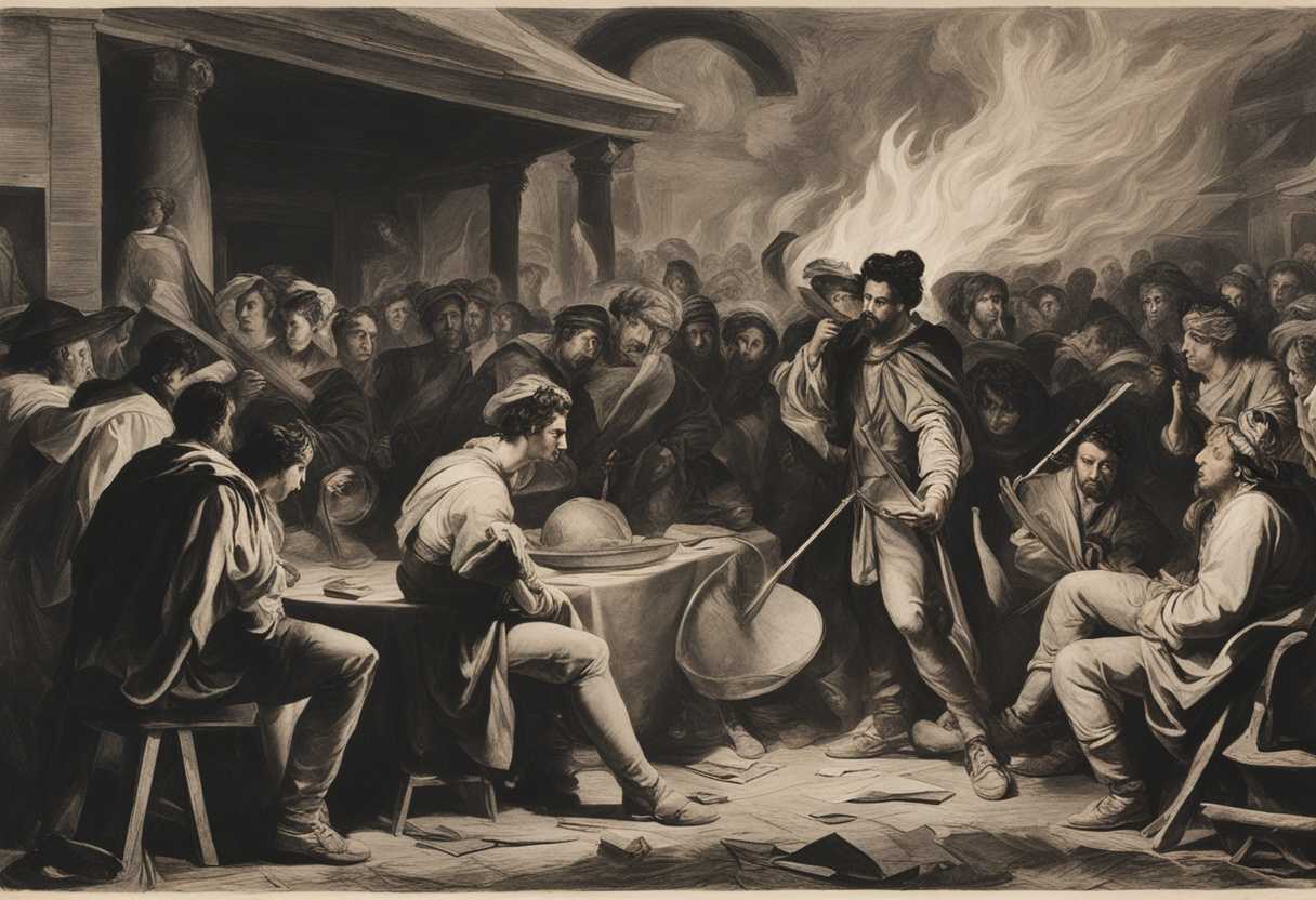 Camp-residents-gather-faces-etched-with-frustration-flames-of-anger-in-the-background_noak