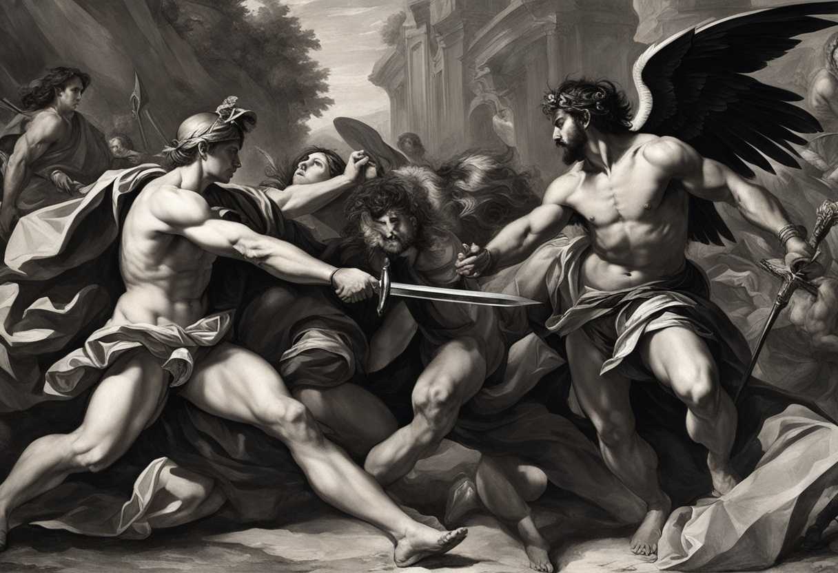 Nephilim-and-men-clash-in-a-tense-standoff-showcasing-imposing-strength-and-vulnerability_dmsu
