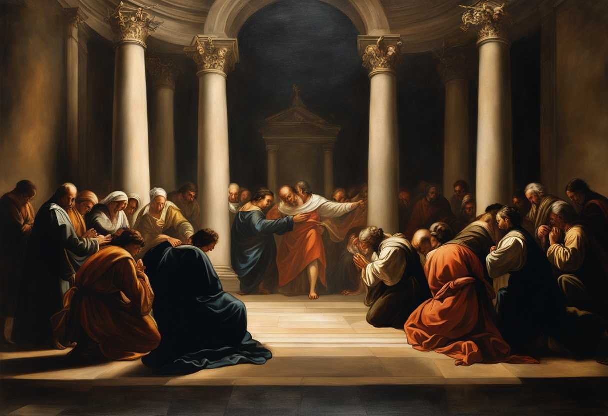 People-in-circle-heads-bowed-in-prayer-dramatic-lighting-unity-and-faith-reverent-moment_chuh