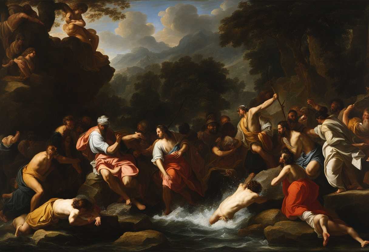 Moses-strikes-a-rock-water-gushes-out-people-and-animals-gather-in-awe_bgja