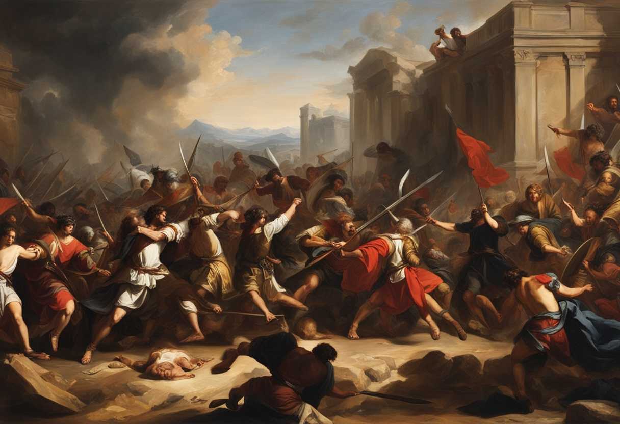 Epic-battle-scene-Israelites-clash-with-Midianites-swords-raised-chaos-and-determination-in-the-a_xeas