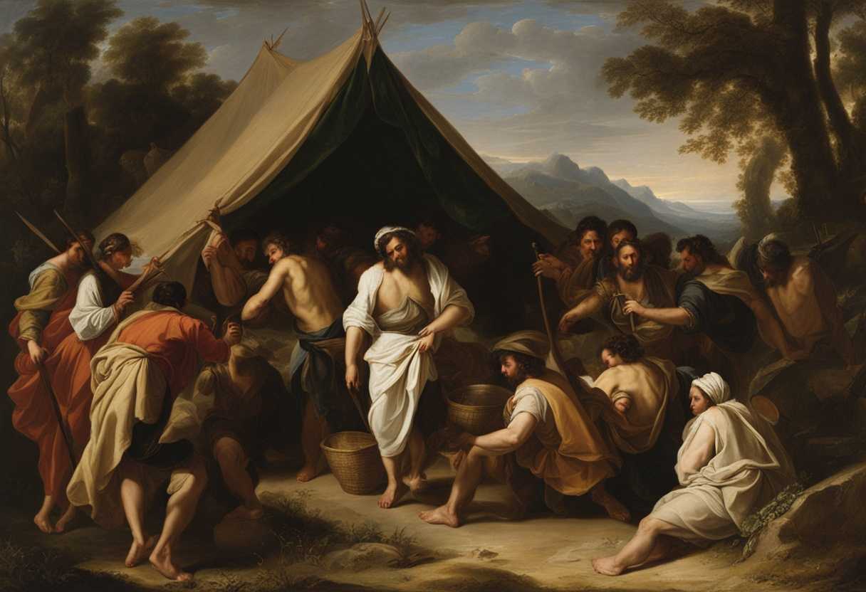 Israelites-traverse-harsh-wilderness-setting-up-camps-at-various-locations-showcasing-nomadic-resi_kbvr
