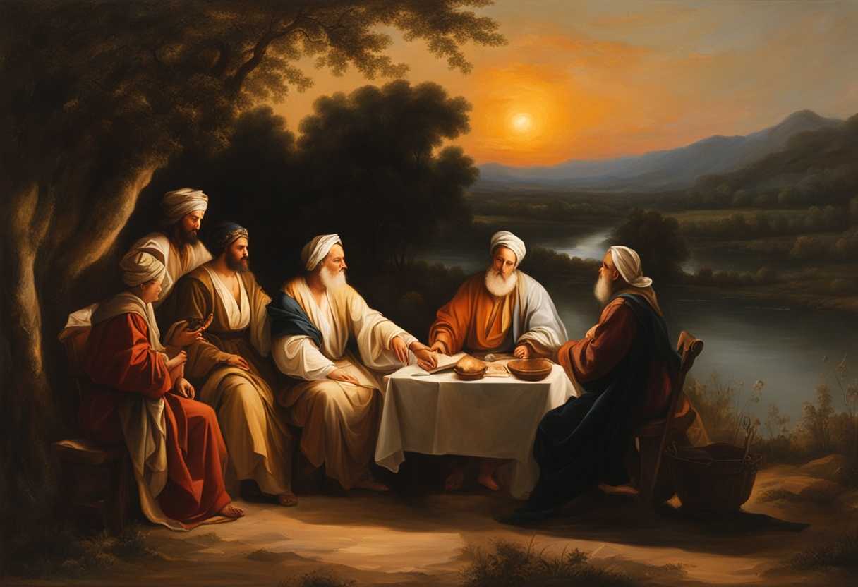 A-multigenerational-family-of-Israelites-gathers-at-sunset-discussing-ancient-wisdom-by-the-Jordan-_vtdl