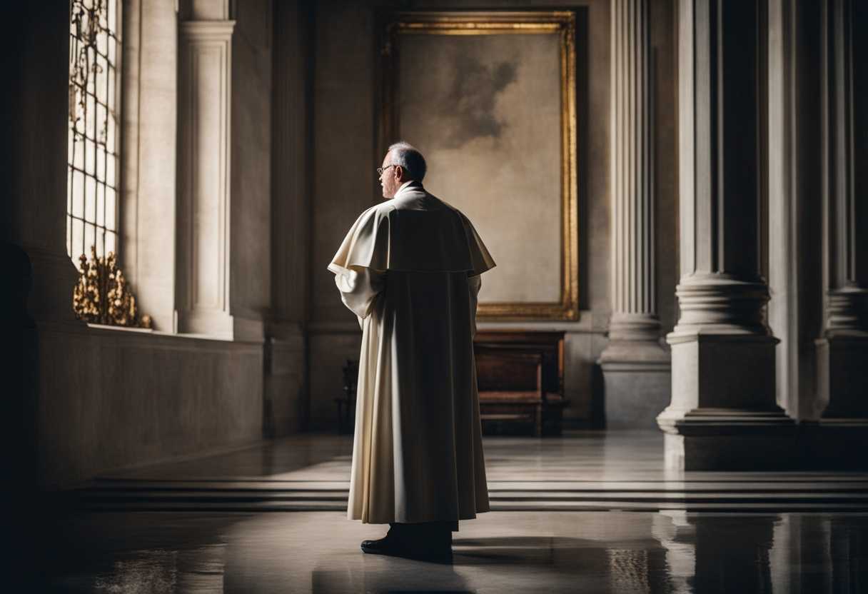 Priest-stands-by-water-holding-sacred-book-with-pensive-expression-in-soft-lighting_tyuu
