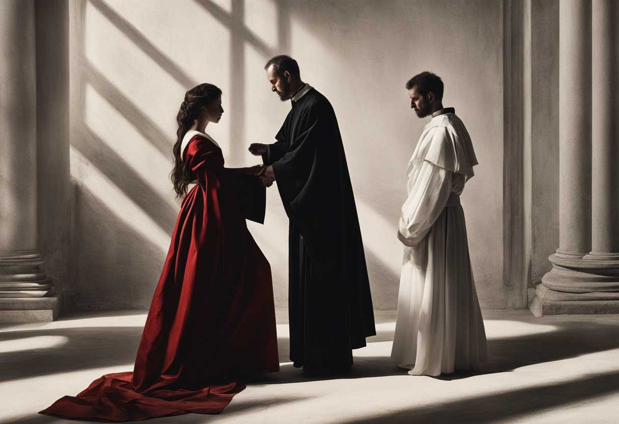 Tense-confrontation-between-woman-and-priest-in-dramatic-shadows-during-ancient-ritual_zdun