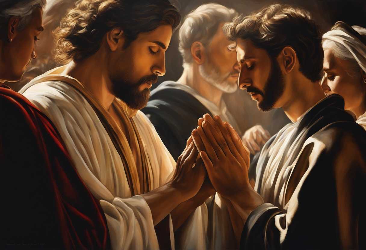 People-in-prayer-circle-under-sunlight-heads-bowed-hands-clasped-showing-unity-faith-and-peace_ghnx