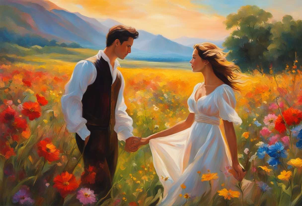 Couple-embraces-in-a-sunlit-wildflower-field-surrounded-by-vibrant-colors-and-gentle-breeze_bkph