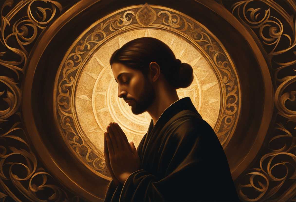 A-person-praying-with-a-serene-expression-surrounded-by-a-glowing-religious-symbol_vejg