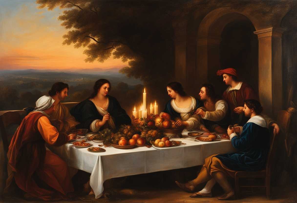 Friends-sharing-a-cozy-dinner-at-a-rustic-table-in-the-warm-glow-of-sunset_vhvw