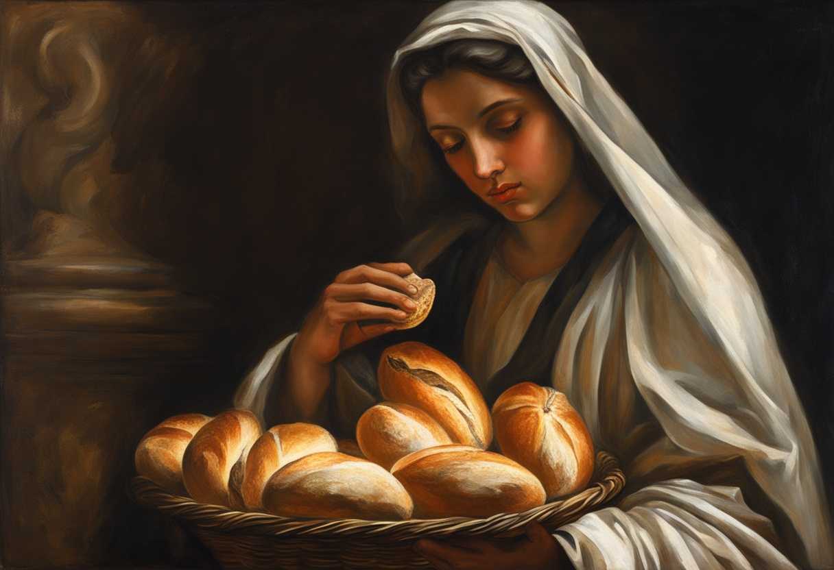 A-person-with-kind-eyes-shares-bread-with-the-poor-embodying-warmth-and-compassion_ivrd