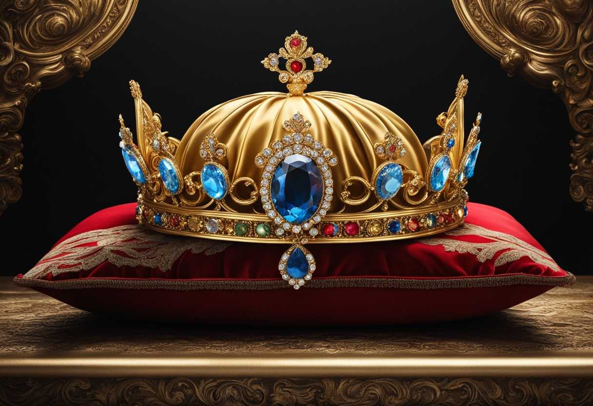 Opulent-display-regal-crown-riches-on-velvet-cushion-jewels-gold---symbolizing-wealth-and-power_oruz