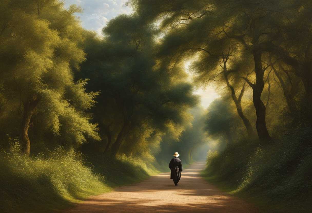 A-person-walks-with-determination-on-a-serene-path-surrounded-by-lush-greenery-and-sunlight_upks