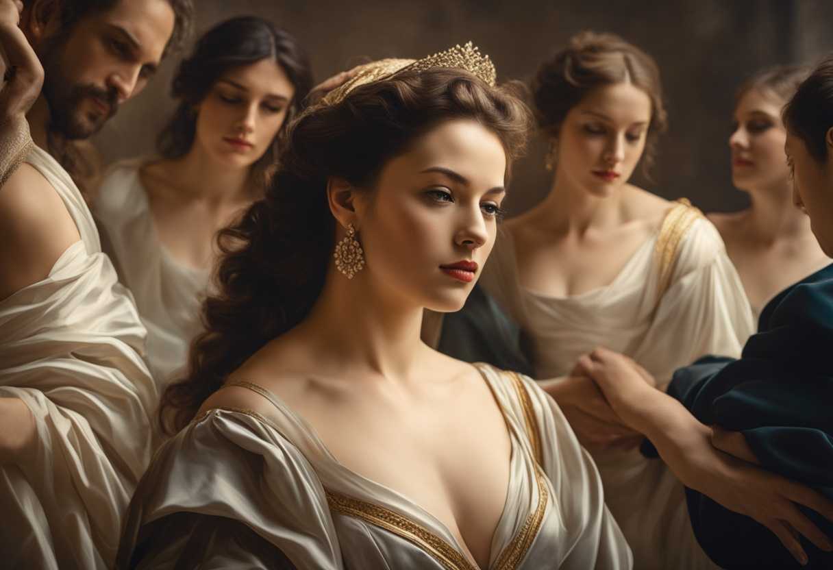 Confident-woman-in-classic-style-surrounded-by-supportive-friends-in-soft-lighting_opxm