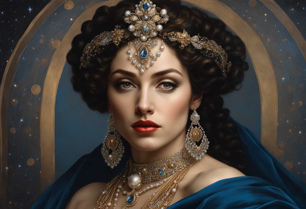 A-regal-woman-draped-in-jewels-poses-gracefully-under-a-starry-sky_laiv
