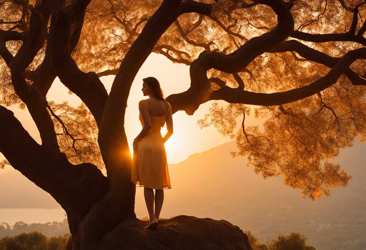 A-woman-stands-gracefully-by-a-tree-in-the-golden-sunset-embodying-strength-beauty-and-tranquilit_hllu